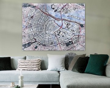 Kaart van Amsterdam centrum in de stijl 'White Winter' van Maporia