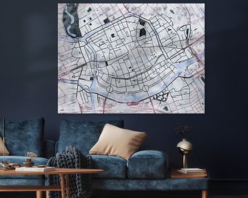 Karte von Groningen centrum im stil 'White winter' von Maporia