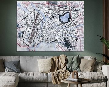 Kaart van Den Bosch centrum in de stijl 'White Winter' van Maporia