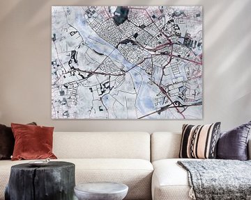Kaart van Deventer in de stijl 'White Winter' van Maporia