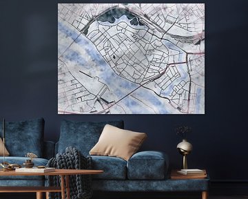 Kaart van Deventer centrum in de stijl 'White Winter' van Maporia