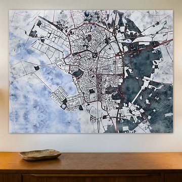 Map of Bergen op Zoom with the style 'White Winter' by Maporia