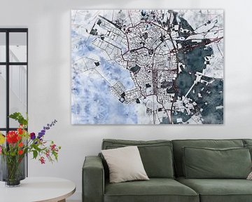 Map of Bergen op Zoom with the style 'White Winter' by Maporia