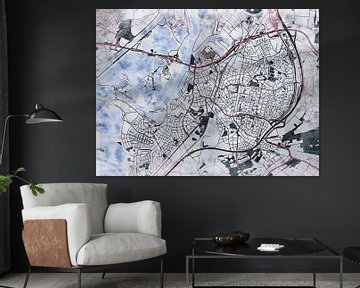 Kaart van Roermond in de stijl 'White Winter' van Maporia