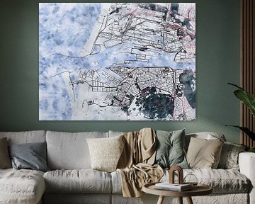 Kaart van IJmuiden in de stijl 'White Winter' van Maporia