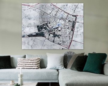 Kaart van Dronten in de stijl 'White Winter' van Maporia