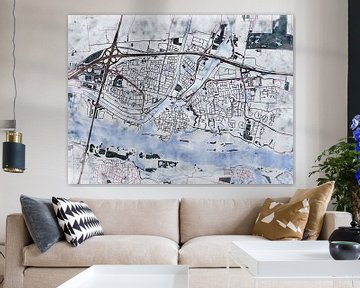 Map of Gorinchem with the style 'White Winter' by Maporia