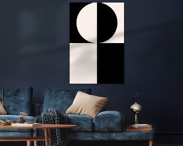 Schwarz und weiß minimalistische geometrische Poster mit Kreisen 8 von Dina Dankers