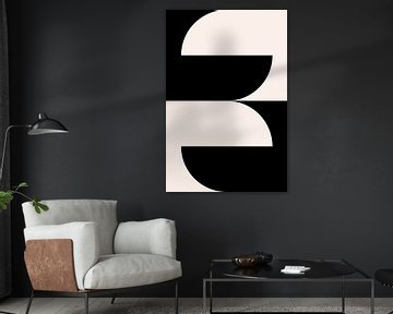 Affiche géométrique minimaliste noire et blanche avec des cercles 7 sur Dina Dankers