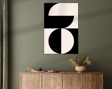 Affiche géométrique minimaliste noire et blanche avec des cercles 6 sur Dina Dankers