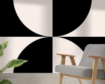 Moderne geometrische, minimalistische Kunst in Schwarz und Weiß Nr. 7