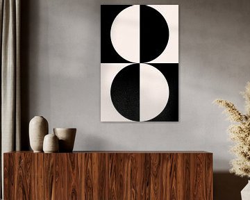 Affiche géométrique minimaliste noire et blanche avec des cercles 1 sur Dina Dankers