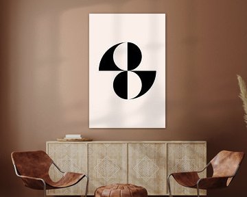 Zwart-witte minimalistische geometrische poster met cirkels 2 van Dina Dankers
