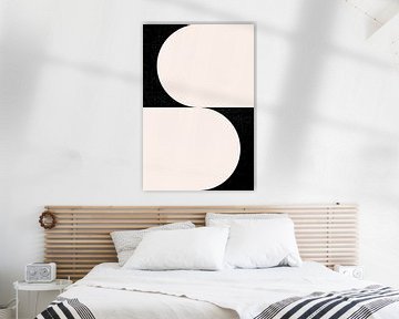 Zwart-wit minimalistische geometrische poster met cirkels 5 van Dina Dankers
