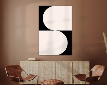 Schwarz und weiß minimalistische geometrische Poster mit Kreisen 5 von Dina Dankers