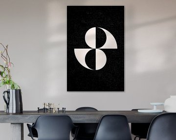 Schwarz und weiß minimalistische geometrische Poster mit Kreisen 2_10 von Dina Dankers