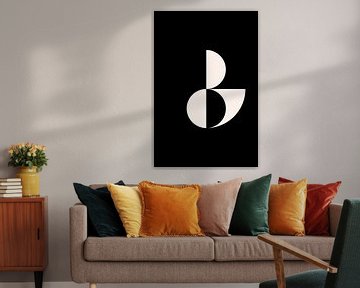 Affiche géométrique minimaliste noire et blanche avec des cercles 2_9 sur Dina Dankers
