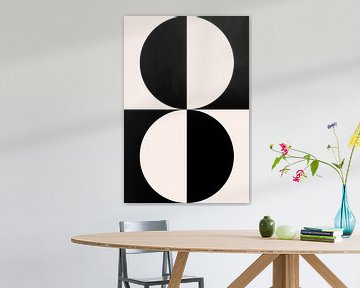 Schwarz und weiß minimalistische geometrische Poster mit Kreisen 2_8 von Dina Dankers
