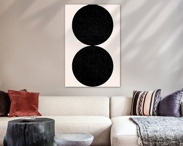 Zwart en wit minimalistisch geometrisch affiche met cirkels 2_7 van Dina Dankers