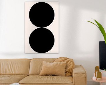 Zwart en wit minimalistisch geometrisch affiche met cirkels 2_7 van Dina Dankers