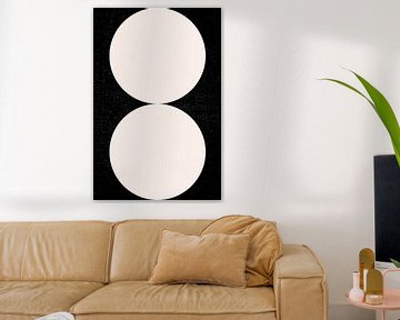 Schwarz und weiß minimalistische geometrische Poster mit Kreisen 2_6 von Dina Dankers