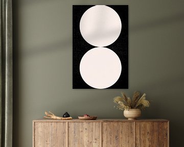 Zwart en wit minimalistisch geometrisch affiche met cirkels 2_6 van Dina Dankers