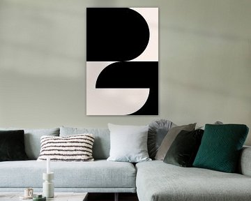 Zwart en wit minimalistisch geometrisch affiche met cirkels 2_3 van Dina Dankers