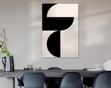 Zwart en wit minimalistisch geometrisch affiche met cirkels 2_2 van Dina Dankers