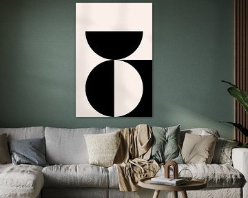 Affiche géométrique minimaliste noire et blanche avec des cercles 2_1 sur Dina Dankers