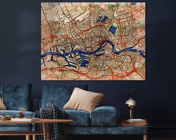 Kaart van Rotterdam in de stijl 'Serene Summer' van Maporia