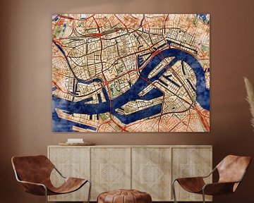 Kaart van Rotterdam centrum in de stijl 'Serene Summer' van Maporia