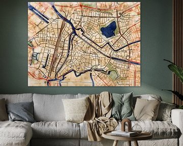 Kaart van Den Bosch centrum in de stijl 'Serene Summer' van Maporia