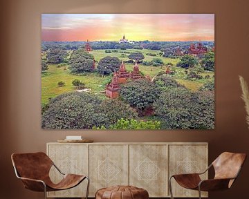 Ancient temples in the landscape near Bagan in Myanmar Asia by Eye on You