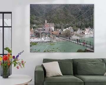 Suspension bridge over the Ganges River at Laxman Jhula in India Asia by Eye on You