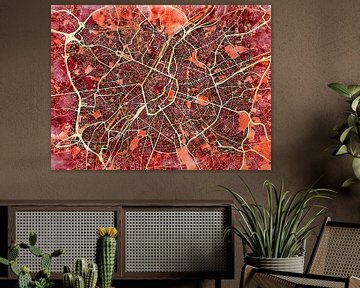 Map of Brussel with the style 'Amber Autumn' by Maporia
