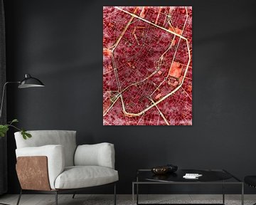 Map of Brussel centrum with the style 'Amber Autumn' by Maporia