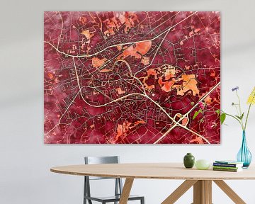 Map of Lokeren with the style 'Amber Autumn' by Maporia