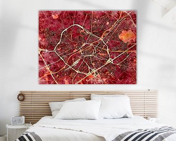 Kaart van Kortrijk in de stijl 'Amber Autumn' van Maporia