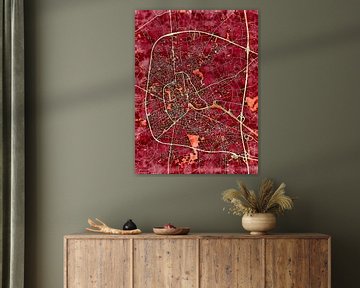 Map of Roeselare with the style 'Amber Autumn' by Maporia