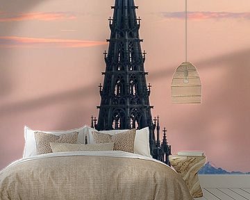 Ulmer Münster und die Stadt Ulm Abends zum Sonnenuntergang mit Alpen im Hintergrund von Daniel Pahmeier