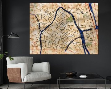 Map of Gent centrum with the style 'Serene Summer' by Maporia