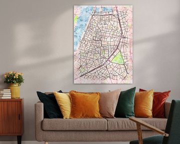 Kaart van Antwerpen centrum in de stijl 'Soothing Spring'