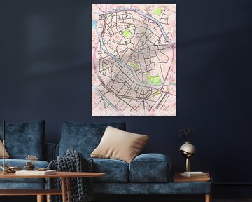 Kaart van Mechelen centrum in de stijl 'Soothing Spring' van Maporia
