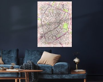 Kaart van Brussel centrum in de stijl 'Soothing Spring' van Maporia