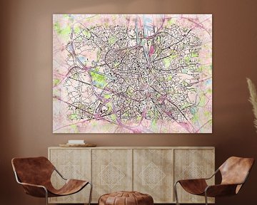 Map of Gent with the style 'Soothing Spring' by Maporia