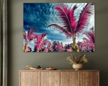 Infraroodbeeld in roze van palmbomen op een tropisch strand van MPfoto71