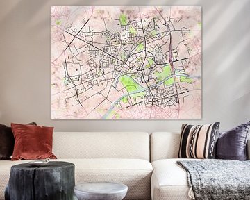 Map of Menen with the style 'Soothing Spring' by Maporia