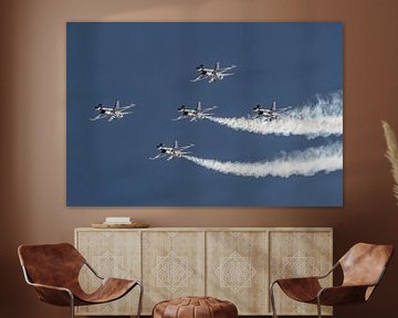 Les Thunderbirds de l'armée de l'air américaine dans une belle formation de 5 appareils lors du spec sur Jaap van den Berg