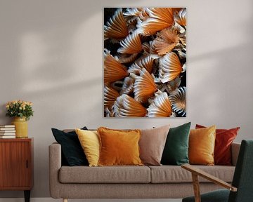 Kleurrijke oranje kokerwormpjes, abstract, Curaçao van René Weterings