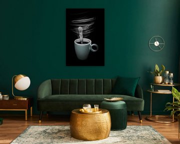Kopje koffie met een roerend lepeltje dmv light painting van Jefra Creations